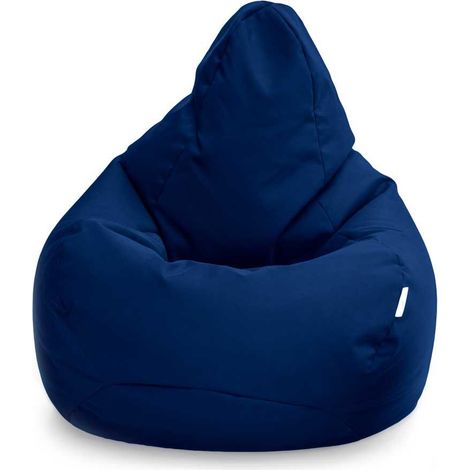 Loft 25 - Pouf poltrona a sacco per soggiorno, Pouf poltrona con schienale alto per il gioco, Pouf a sacco resistente all'acqua per interni ed esterni, pouf da gioco - Blu navy (Pouf Sacco) (1/5)
