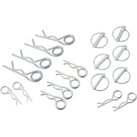 Jeu de 17 goupilles à ressort et à pression de 3, 4, 5, 6, 8 et 10 mm