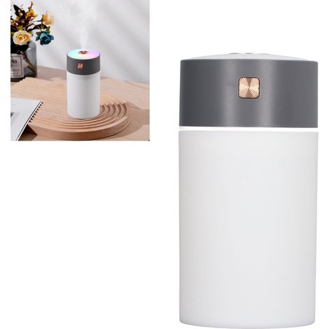 Mini humidificateur à ultrasons portable en forme de coupelle arc-en-ciel, avec un débit de brume important. Idéal pour la maison, le bureau et la voiture. Gris. (1/5)