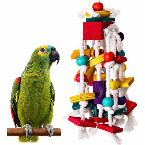 Jouet à mâcher pour oiseaux - Bloc de bois à mâcher pour cage de perroquet, idéal pour les petits et moyens perroquets et autres oiseaux. (1/5)