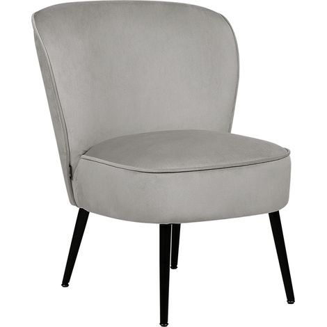 Sillón decorativo acolchado sin reposabrazos sala de estar terciopelo gris claro Voss