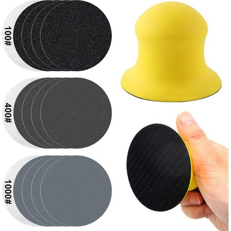 Bloc de ponçage manuel humide et sec pour béton Terrazzo, bloc de ponçage auto-agrippant avec papier de verre 100/400/1000 Grit pour disques abrasifs (1/5)