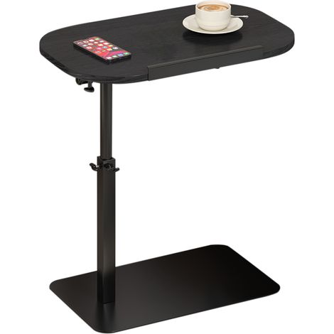 Table d'appoint Réglable Avec Plateau Pivotant 360°, Table Chevet Pour Canapé Et Lit, Design Gain De Place, Naturel (1/5)