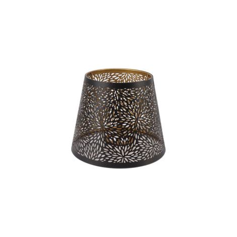 Abat-jour en fer ajouré noir Motif doré intérieur E27/E26 pour lampe plafond ou table Hauteur 15cm, diamètre 19cm