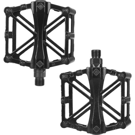 Road and mountain bike pedals, made of aluminum alloy, ultralight, wide, flat, anti-slip, X-shaped (1/4)