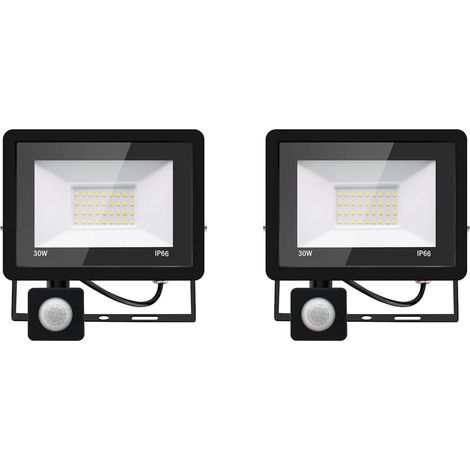 2PACK - 30W Projecteur LED détecteur de mouvement,Blanc Froid (6000K) 3000LM Exterieur Avec Detecteur Imperméable IP66 sécurité pour, garage, couloir XPGGY-30W