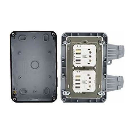 Prise Murale Extérieure Double - IP65 Étanche - Avec Port USB 5V/2.4A - Pour Jardin Terrasse Balcon - 2 Pièces (1/4)