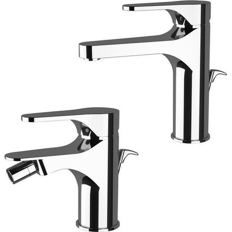 Set rubinetti lavabo alto e bidet in ottone cromo di Rubinetterie Mariani Linea Surf (1/5)