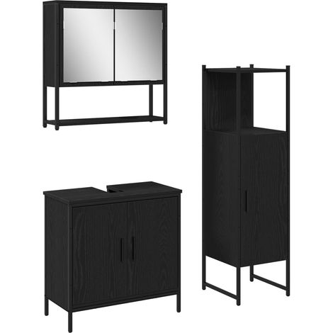 Maison Exclusive - Badezimmermöbel-Set mit Regal 3 pcs Schwarz Ho