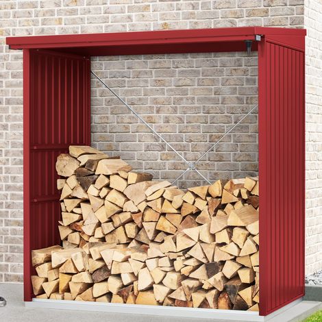 Hörmann Ecostar Metall Kaminholzregal Trend Typ 2, 181 x 103 cm, purpurrot, 181 x 103 x 198 cm (T x B x H) (1/5)