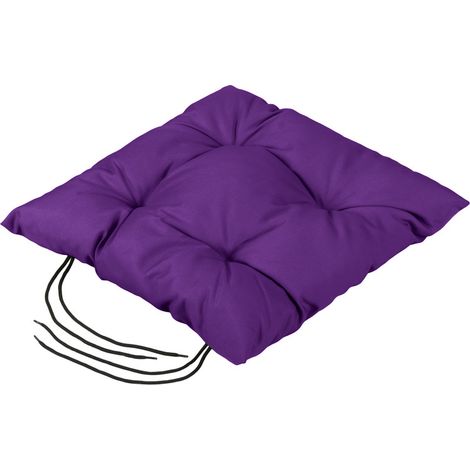 Gardenista Almohadilla de asiento Copetuda para exteriores con lazos seguros, cojín de jardín cuadrado con relleno de fibra hueca, Almohadilla de silla de muebles de ratán ligero y duradero, Morado (1/5)