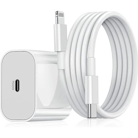 【YD】Pack de 1 - Chargeur iPhone - Chargeur rapide - Adaptateur + câble de 2 mètres 20 W Lightning Blanc 1 pack iPhone (NT) 1 pack 1 pack (1/5)