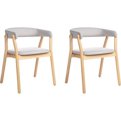 Juego de 2 Sillas de Comedor de Estilo Tradicional Asiento Tapizado Madera clara y Gris Mylo