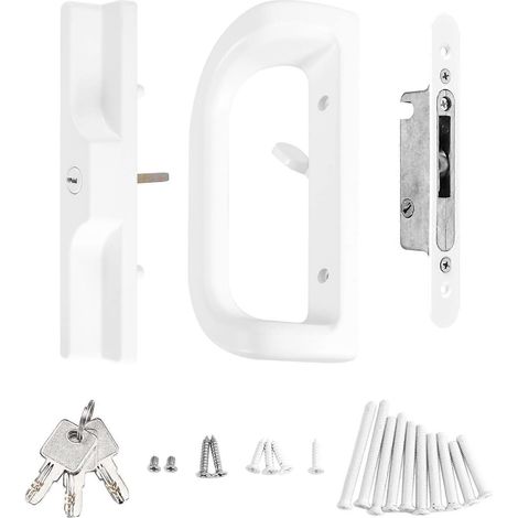 Glasschiebetürschloss-Set mit Schlüsselzylinder und reversiblem Einsteckschloss, kompatibel mit Türen mit einer Dicke von 1-3/8" bis 1-3/4". (1/5)