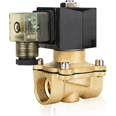 Électrovanne 220 V AC en laiton : G1/2 DN15 Fermée sans courant Électrovanne magnétique en laiton Électrovanne électrique M à commande directe, électrovanne à action directe NC pour contrôle de (1/5)