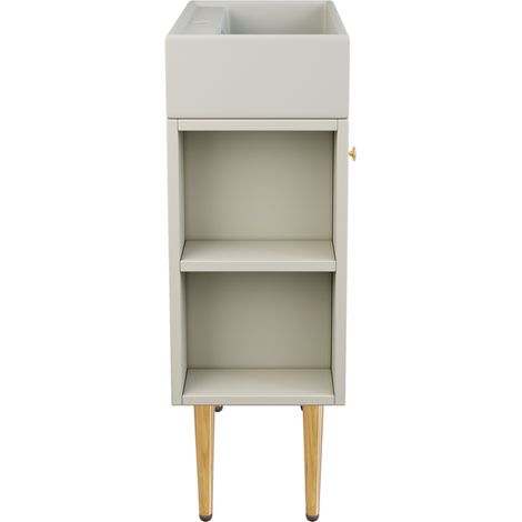 Mobile da bagno con lavabo in ceramica e armadio 55 cm in MDF bianco HOMVRA (1/5)