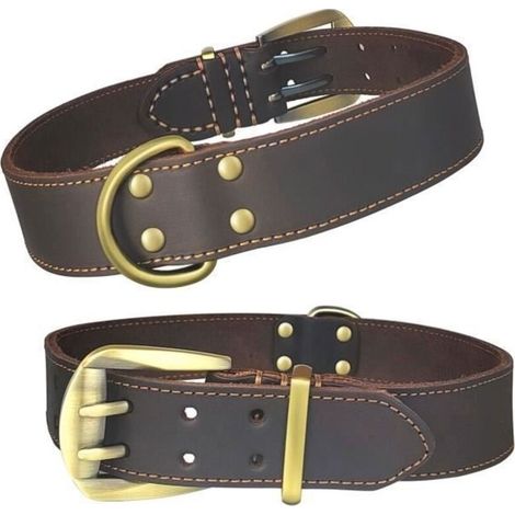 (xxl)Qianruida Collier pour Chien Cuir Véritable Colliers Réglables en Cuir - XXL (1/5)