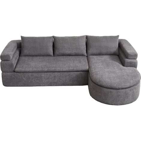Canapé d'angle avec chaise longue 3 places gris anthracite, tissu doux, dossier généreux et design moderne pour salon, bureau ou appartement - CHICFURN (1/5)
