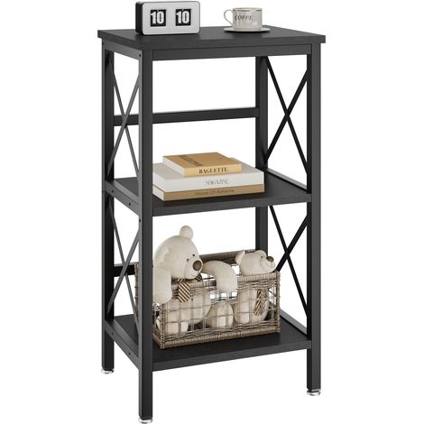 Bibliothèque à 3 Niveaux, 40 x 29 x 75 cm, Noir Étagère de Rangement, Étagère à Livres, Étagère de Cusine pour Micro-Ondes, pour Salon, Bureau (1/5)