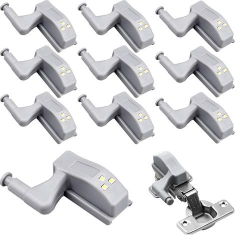 10 Pcs Lumières Charnière Universal Lumière D'armoire Couleur Blanc Chaud 12V 23A Batterie pour Cuisine Maison Meubles Armoire Porte D'armoire (1/5)