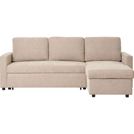 Belfast Schlafsofa Chaise Longue mit Aufbewahrung sandfarben dunkel.