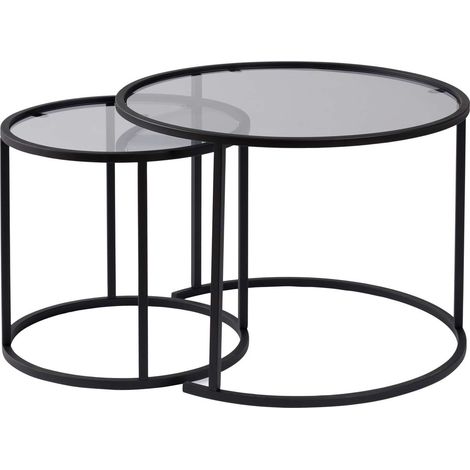 Mesa de centro, mesa de salón, mesa auxiliar. Set Negro Gris (1/5)