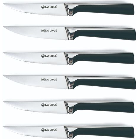 LAGUIOLE CUISSON - Set de 6 couteaux à steak en acier noir  - "Scintibois"