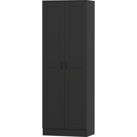 Armoire Zabaleta Style Contemporain Noir Rangement Élégant 2 Portes 4 Étagères