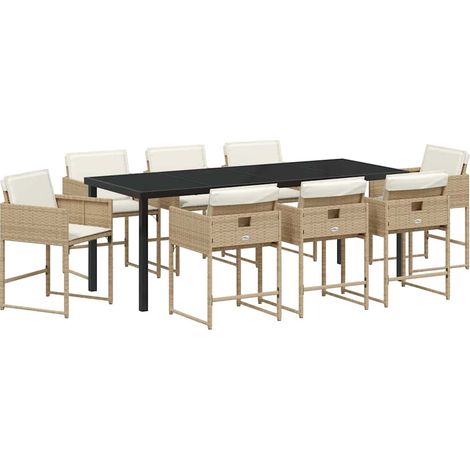 Maison Exclusive - Set da Pranzo per Giardino 9 pcs Beige polyrattan