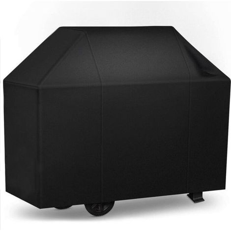 Waterproof Oxford fabric BBQ cover with UV protection, includes storage bag, 150x125x100 cm, black.