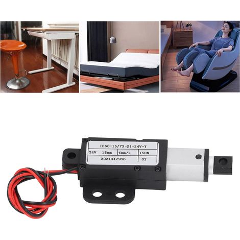 Elektrischer Mini-Linearantrieb mit 15 mm Hub, 150 N Schubkraftmotor, automatischer Aus- und Einfahrfunktion, 24 V DC, Geschwindigkeit von 4 mm/s, mit Flügeln. (1/5)