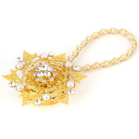 Beautiful Spring Magnetic Curtain Tiebacks Rhinestone Curtain Buckle Clips Window DecorationGold (1/5)
