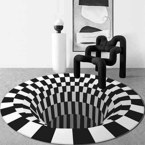 Tapis de Porte de Vision stéréo de Forme Ronde 3D Tapis de Table de Salon de Chambre à Coucher Tapis d'halloween adapté à la Chambre, à la Salle de Bain, à Noël ou à Halloween 80X80CM (1/5)