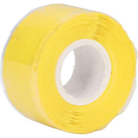 Ruban adhésif jaune imperméable en silicone auto-fondant, spécial étanchéité pour tuyaux d'eau de 3 mètres. (1/5)