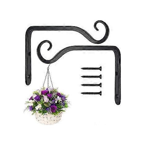 SZTXJ 2er-Pack schwarze Wandhaken, Hängekorbhalterungen aus Schmiedeeisen, Hängekorbhalter für Vogelfutterhäuschen/Pflanzen/Laternen/Windspiele