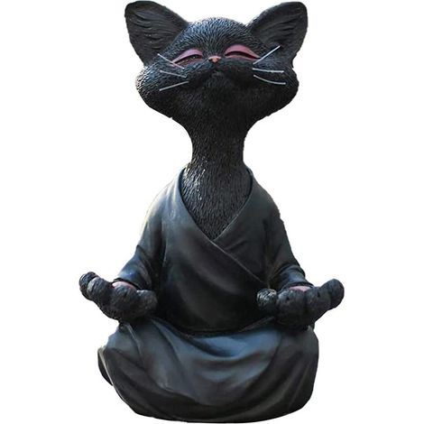 Estatua decorativa de gato para meditación, resina colorida, S/L 5,5×8×12,5cm 12×8×18cm (1/5)