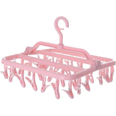 Etendoir Chaussette, Etendoir Linge avec 32 Pinces, Sechoir a Linge Pliant Suspendu, Etendoir Linge Interieur Extérieur, pour Chaussettes, sous-Vêtements et Petits Vêtements (1/5)