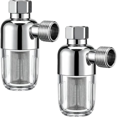 Lot de 2 filtres anti-calcaire s pour douche, 40 mm, en acier inoxydable, raccord 1/2", convient pour chauffe-eau et machine à laver (1/5)