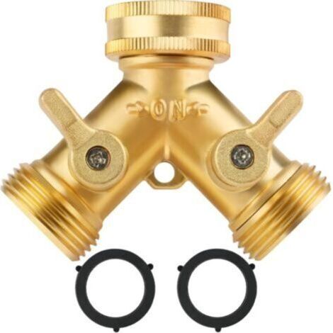 Robinet double pour machine à laver, connecteur en Y 3/4" à 2 voies pour tuyau d'arrosage avec dérivation de tuyau d'arrosage indépendante, potager extérieur