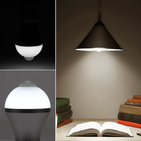 Ampoule LED E27 5W à détecteur de mouvement infrarouge PIR, blanche 6500K, idéale pour toilettes et parking. (1/5)