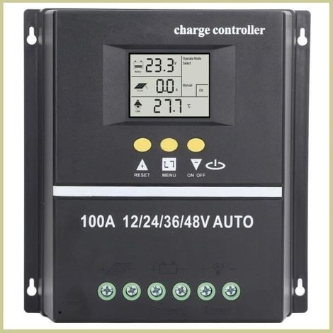 Contrôleur solaire MPPT MPPT 100A - Identification auto 12/24/36/48V - Efficacité ≥99,5% - Écran LCD réglable