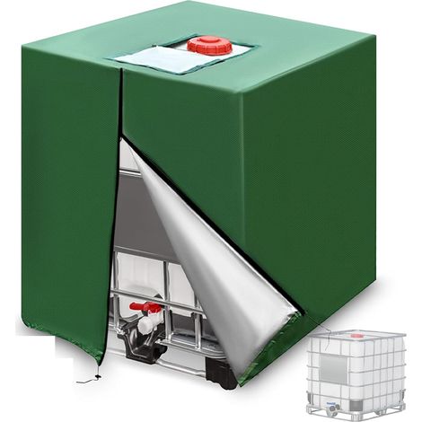 (120x100x116cm) Bâche pour Cuve 1000L, Couvercle Housse Protection 420D,Bache Anti-Poussière & Anti-UV, avec Fermeture Éclair (Vert) (1/5)