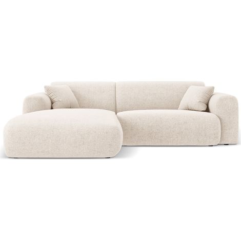 Canapé d'angle gauche 4 places en chenille beige clair (1/5)