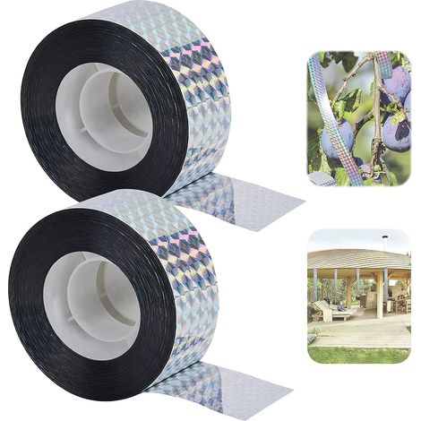 Reflective Bird Deterrent Tape, 2 Rolls of Bird Repellent Tape, Bird and Pigeon Deterrent Tape, to Protect Balconies and Trees, Repels Birds (2.4cm) (1/5)