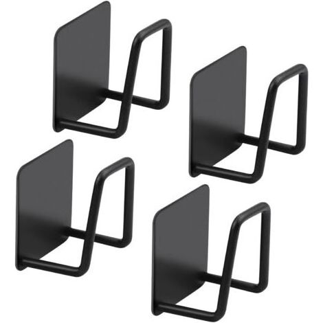 4 Pack Adhesive Sponge Holder, Stainless Steel Adhesive Wall Hook for Bathroom Kitchen (Black) (1/5)