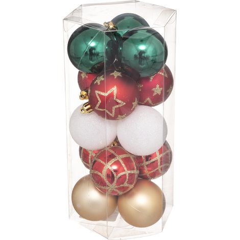 Déco de sapin Lot de 15 Boules de Noël D 5 cm - Vert Rouge et Or - Feeric Christmas
