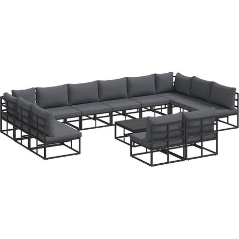 Maison Exclusive - Set Divano da Giardino con cuscino 13 pcs Nero Alluminio
