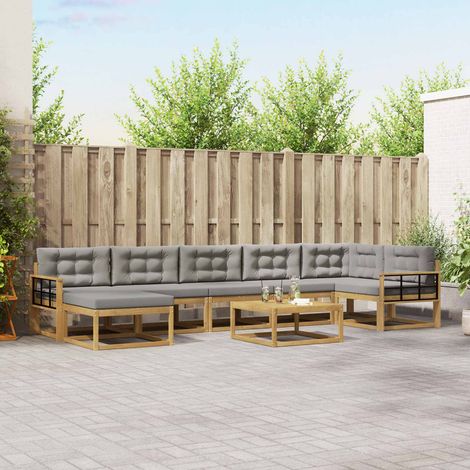vidaXL Outdoor-Sofagarnitur 8 pcs Weiß und Hellgrau (1/5)