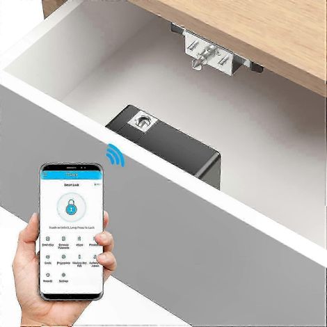 Serrure électronique pour armoire avec technologie NFC/RFID, loquet coulissant dissimulé, idéale pour les solutions de sécurité domestique à faire soi-même. (1/5)