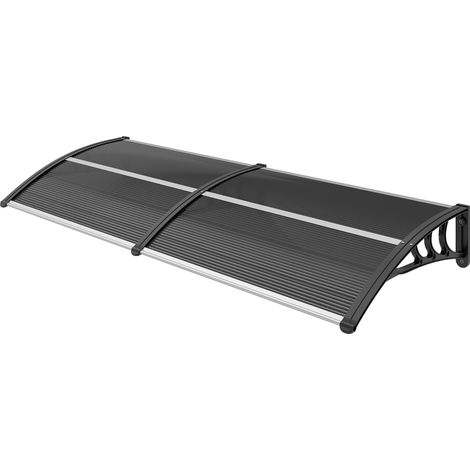 Marquise protection sol pluie 196x75x23 cm couverture polycarbonate pour porte fenêtre noire